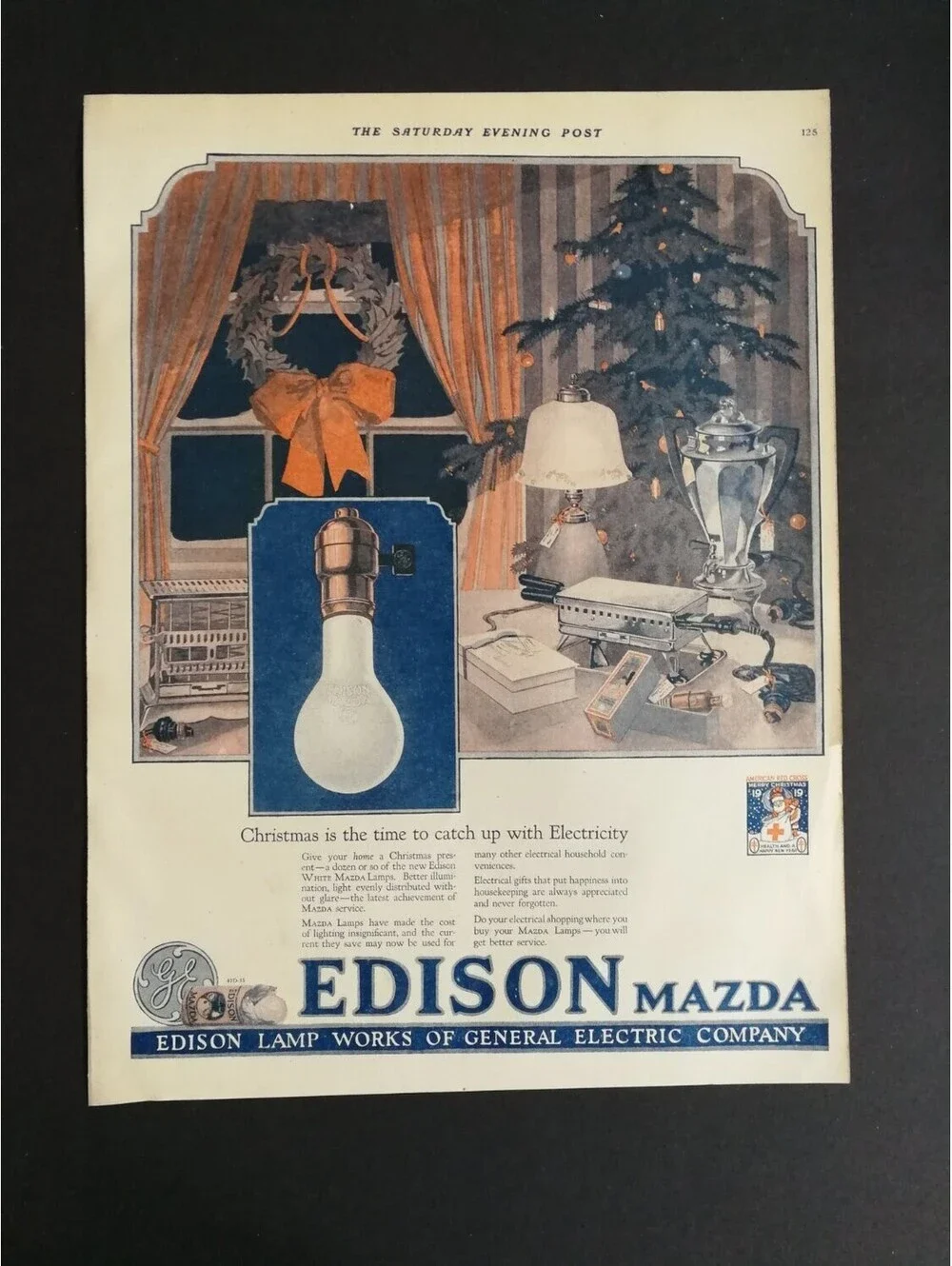General Electric Edison Mazda Lamps Vintage Print Advertisement 1919 Ad
